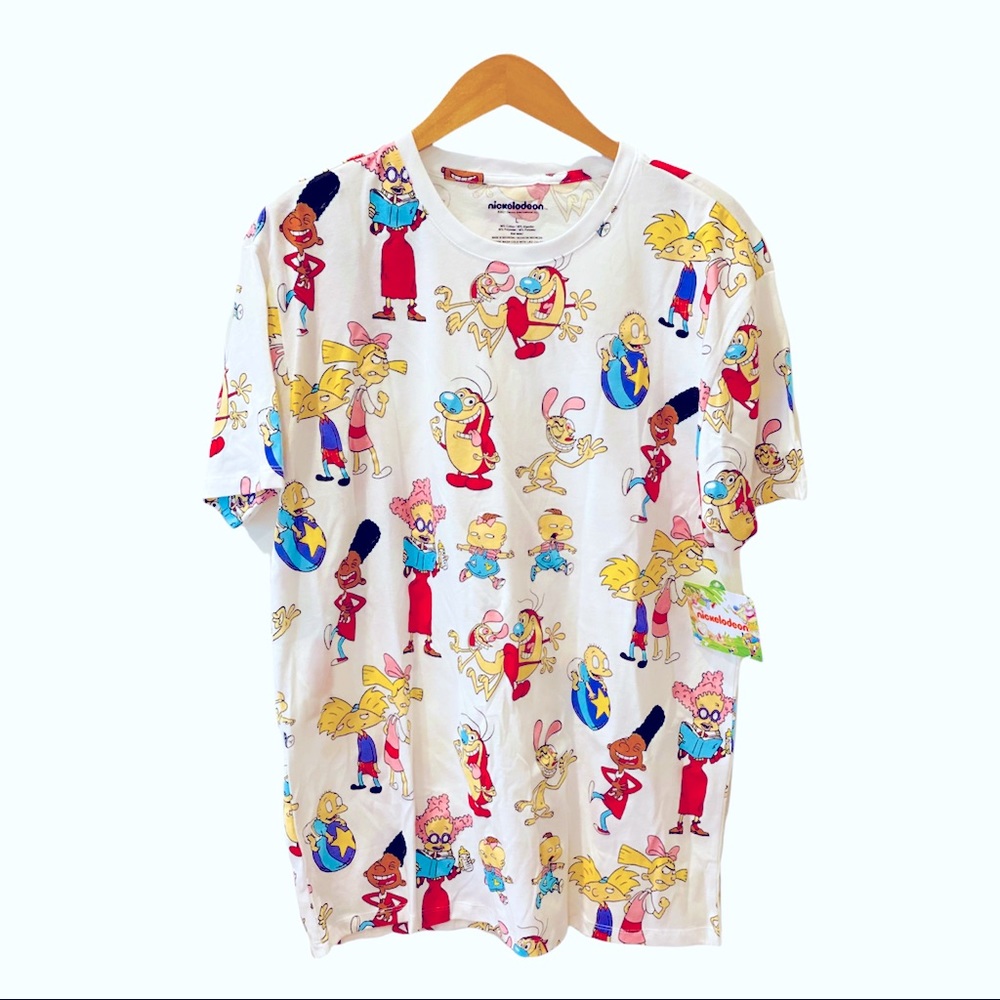 NWT Nickelodeon Retro 90s Cartoon TShirt Rugrats L White Red Blue Kidcore